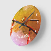 Dragonfly On Wire Fence Abstract Personalized Runde Wanduhr (Winkel)