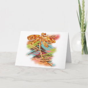 Dragonfly Orange Splash Feiertagskarte