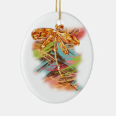 Dragonfly Orange Splash Keramik Ornament (Rechts)