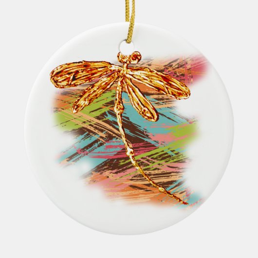 Dragonfly Orange Splash Keramik Ornament (Vorne)