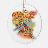 Dragonfly Orange Splash Keramik Ornament (Links)