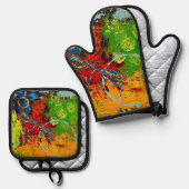 Dragonfly Oven Mitt und Pot Holder Ofenhandschuh & Topflappen-Set (Vorderseite/Rückseite)