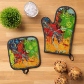 Dragonfly Oven Mitt und Pot Holder Ofenhandschuh & Topflappen-Set (Oben Unten)