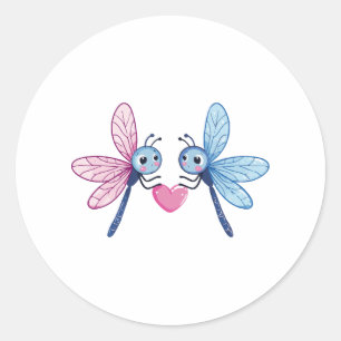 Dragonfly-Paar Liebe in Liebe Runder Aufkleber