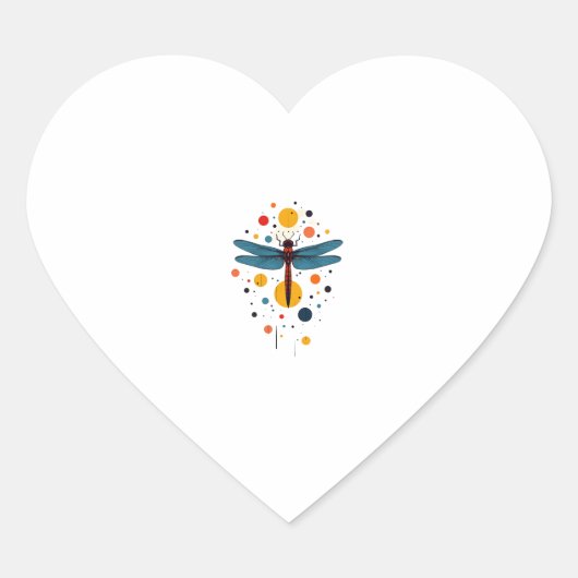 Dragonfly Painting Art Animal Abstract Graphic Dra Herz-Aufkleber (Vorderseite)