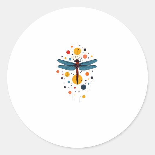 Dragonfly Painting Art Animal Abstract Graphic Dra Runder Aufkleber (Vorderseite)