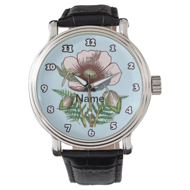 Dragonfly Pale Poppy Watch Armbanduhr (Vorderseite)