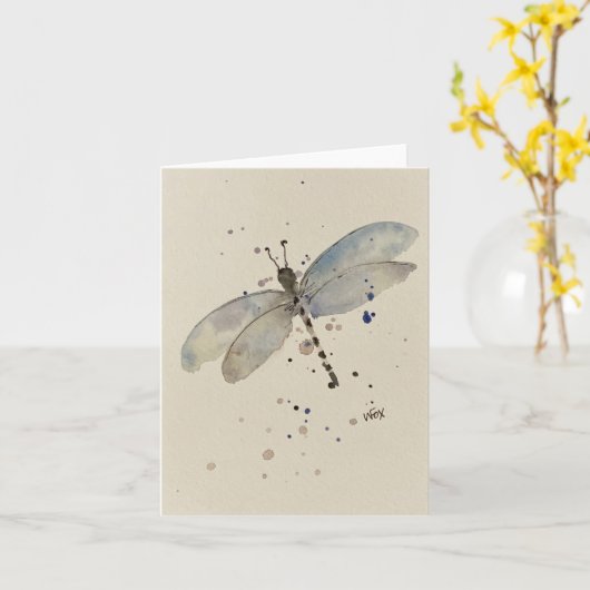 Dragonfly-Pastellblume Karte (Gelbe Blume)