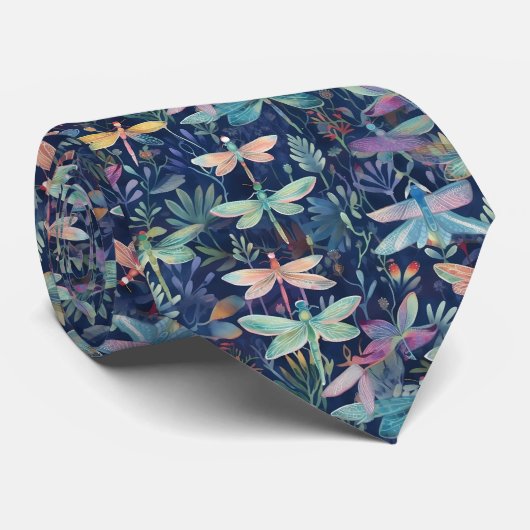 Dragonfly Pattern Necktie Krawatte (Gerollt)