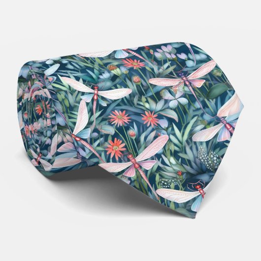 Dragonfly Pattern Necktie Krawatte (Gerollt)