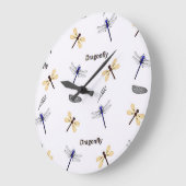 Dragonfly pattern on white große wanduhr (Winkel)