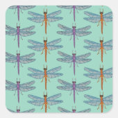 Dragonfly pattern quadratischer aufkleber (Vorderseite)