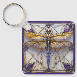 Dragonfly Pearls Amethyst Gold Mutter von Pearl Schlüsselanhänger