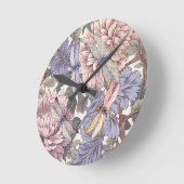 Dragonfly Peony Pink Light Lila Runde Wanduhr (Winkel)