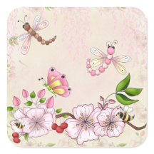 Dragonfly Pink Cherry Blossom Geschichte Illustrat