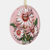 Dragonfly Pink Daisies Keramik Ornament (Rechts)