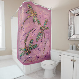 Dragonfly Pink Fizz Duschvorhang