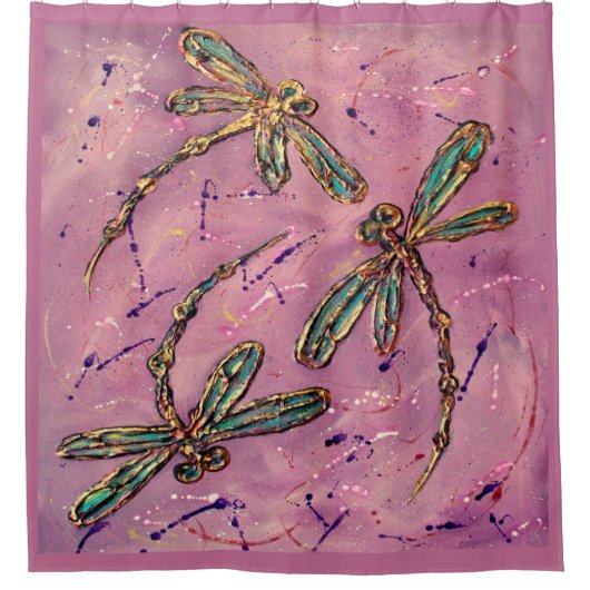 Dragonfly Pink Fizz Duschvorhang (Vorderseite)