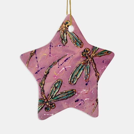 Dragonfly Pink Fizz Keramik Ornament (Rechts)