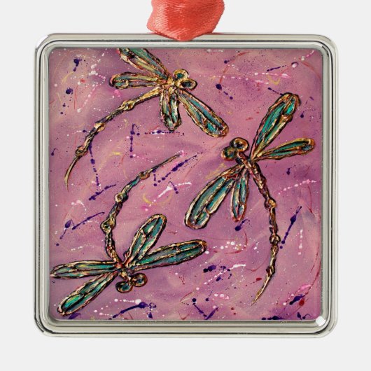 Dragonfly Pink Fizz Ornament Aus Metall (Vorne)