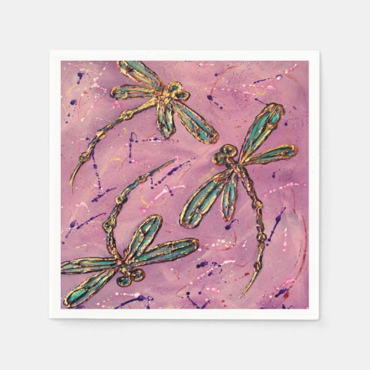 Dragonfly Pink Fizz Serviette (Vorderseite)