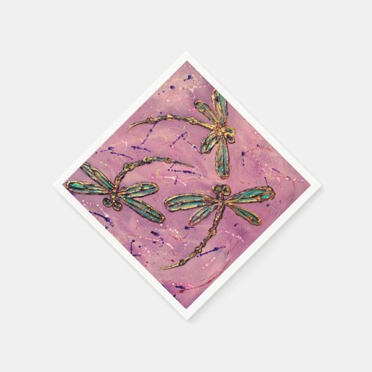 Dragonfly Pink Fizz Serviette (Ecke)
