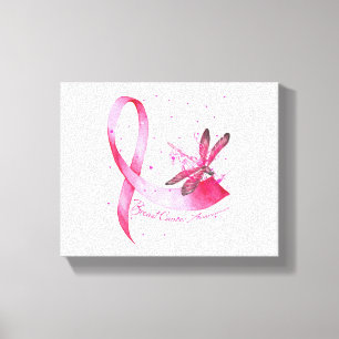 Dragonfly Pink Ribbon Brustkrebs Bewusstsein Leinwanddruck