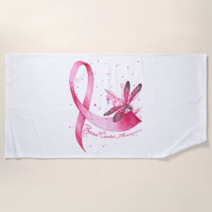Dragonfly Pink Ribbon Brustkrebs Bewusstsein Strandtuch
