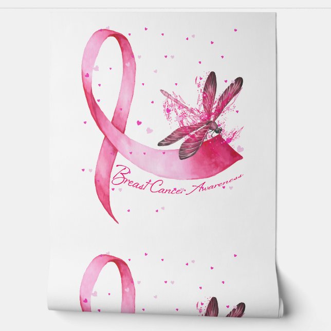 Dragonfly Pink Ribbon Brustkrebs Bewusstsein Tapete (Abrollen)