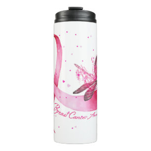 Dragonfly Pink Ribbon Brustkrebs Bewusstsein Thermosbecher