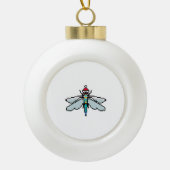 Dragonfly PixelChristmas - Funny Dragonfly Keramik Kugel-Ornament (Vorderseite)