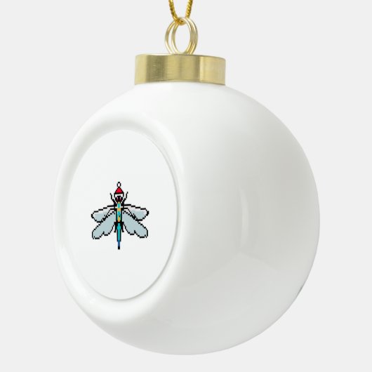 Dragonfly PixelChristmas - Funny Dragonfly Keramik Kugel-Ornament (Rechts)