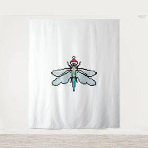 Dragonfly PixelChristmas - Funny Dragonfly Wandteppich