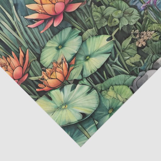 Dragonfly Pond Lili Pads Drachenfliegen Seidenpapier (Detail)