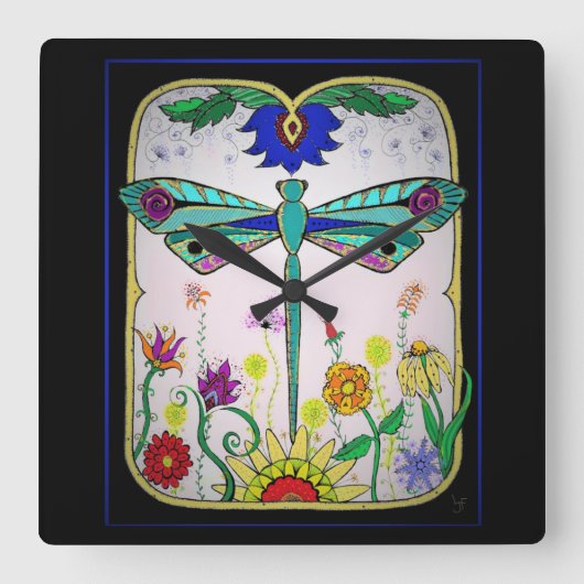 Dragonfly Quadratische Wanduhr (Vorderseite)