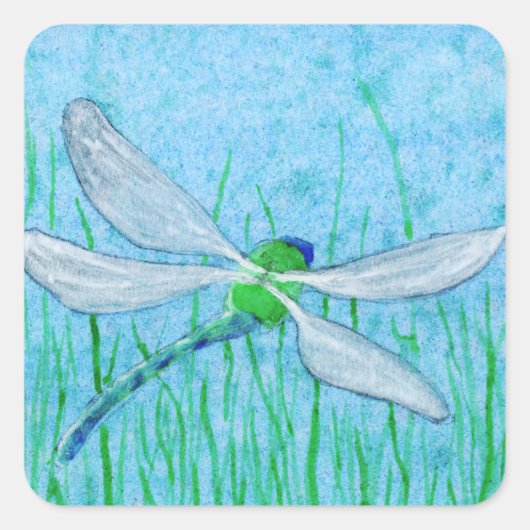 Dragonfly Quadratischer Aufkleber (Vorderseite)