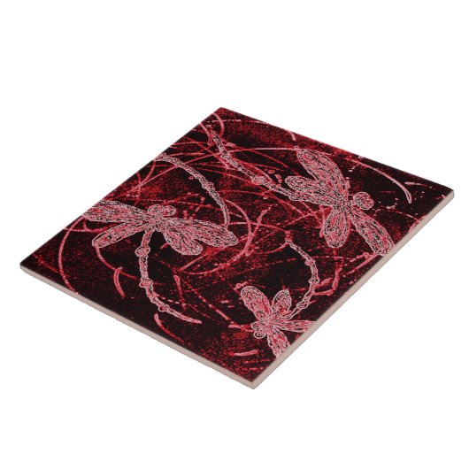 Dragonfly Red Haze Fliese (Seite)