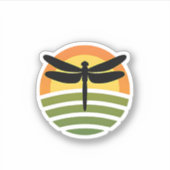 Dragonfly Retro (1) Aufkleber (Vorderseite)