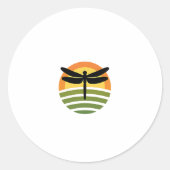 Dragonfly Retro (1) Runder Aufkleber (Vorderseite)