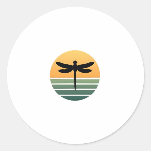 Dragonfly Retro (4) Runder Aufkleber (Vorderseite)