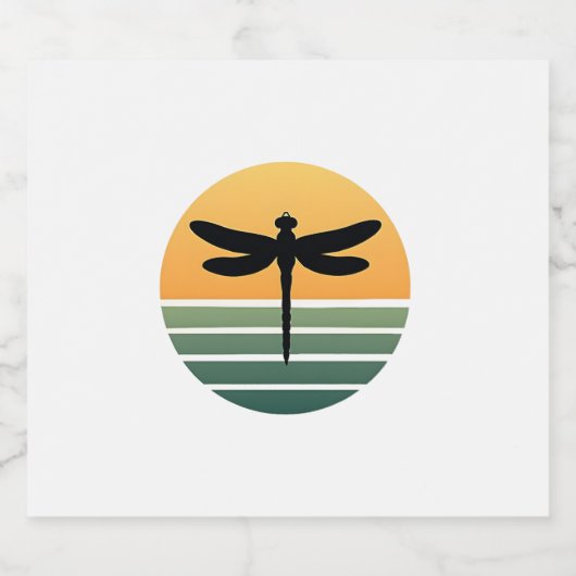 Dragonfly Retro (4) Schaumweinetikett (Einzelnes Label)