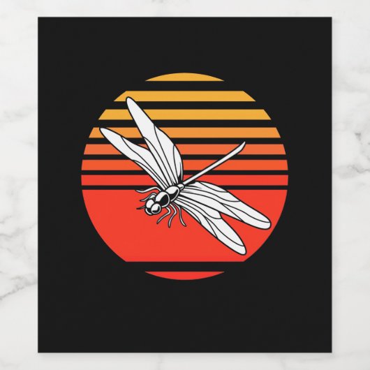 Dragonfly Retro Vintag Weinetikett (Einzelnes Label)