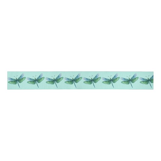 Dragonfly ribbon Blue Green spring colors Ripsband (Vorderseite)