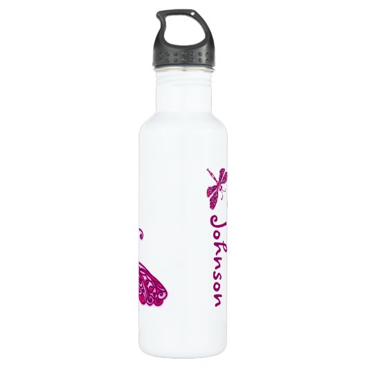 Dragonfly-Rosa-Flasche Trinkflasche (Rückseite)