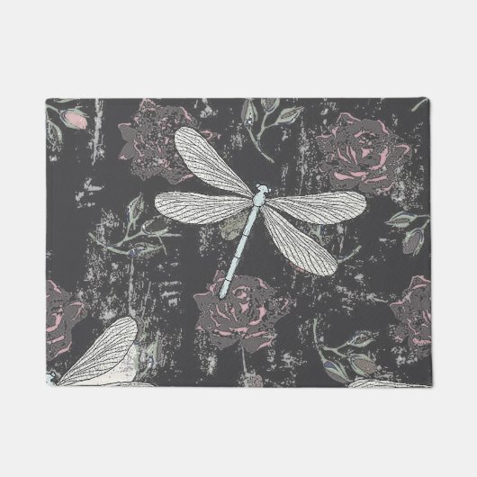 Dragonfly & Rose Doormat Fußmatte (Vorderseite)