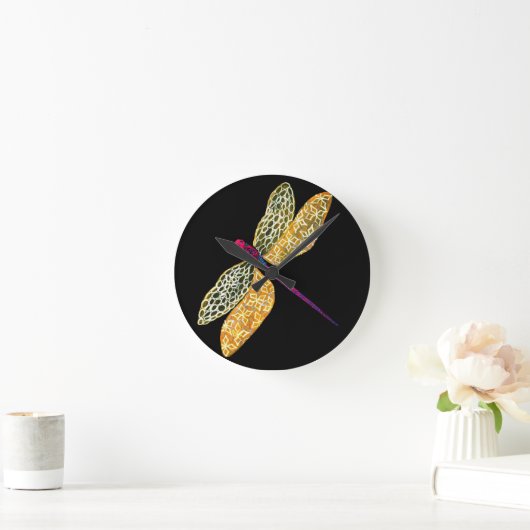 Dragonfly Round Clock Runde Wanduhr (Zuhause)