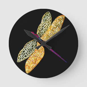 Dragonfly Round Clock Runde Wanduhr