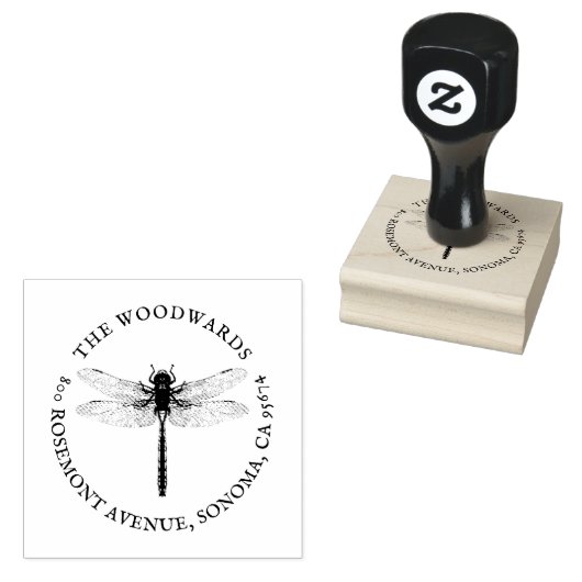 Dragonfly Rücksendeadresse für antike Familienname Gummistempel (Stempel)