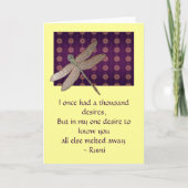 Dragonfly & Rumi Quote Inspirationskarte Karte (Vorderseite)