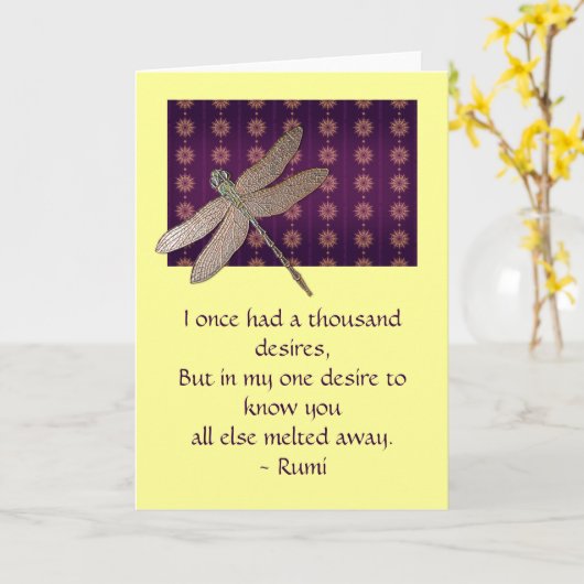 Dragonfly & Rumi Quote Inspirationskarte Karte (Gelbe Blume)